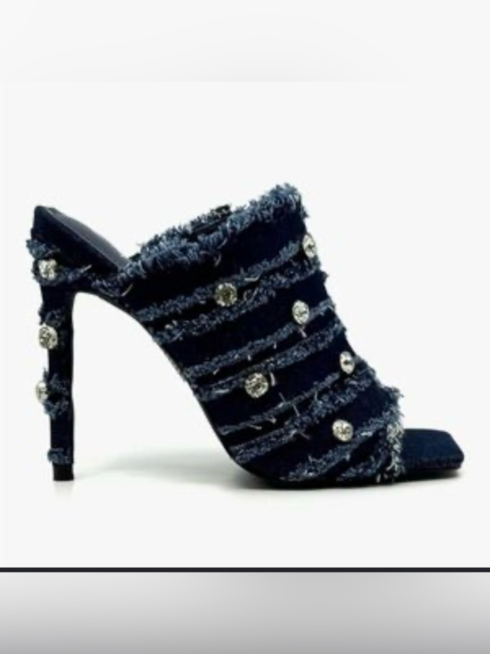 Embellished Cape Robbin distressed denim heels